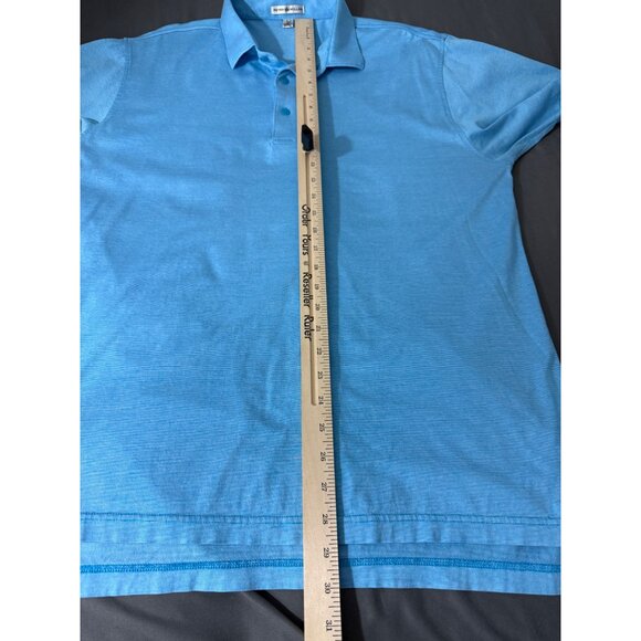 Peter Millar Shirt Men's Large Collared Short Sleeve Golf Polo Blue Mini Stripe - Picture 7 of 12